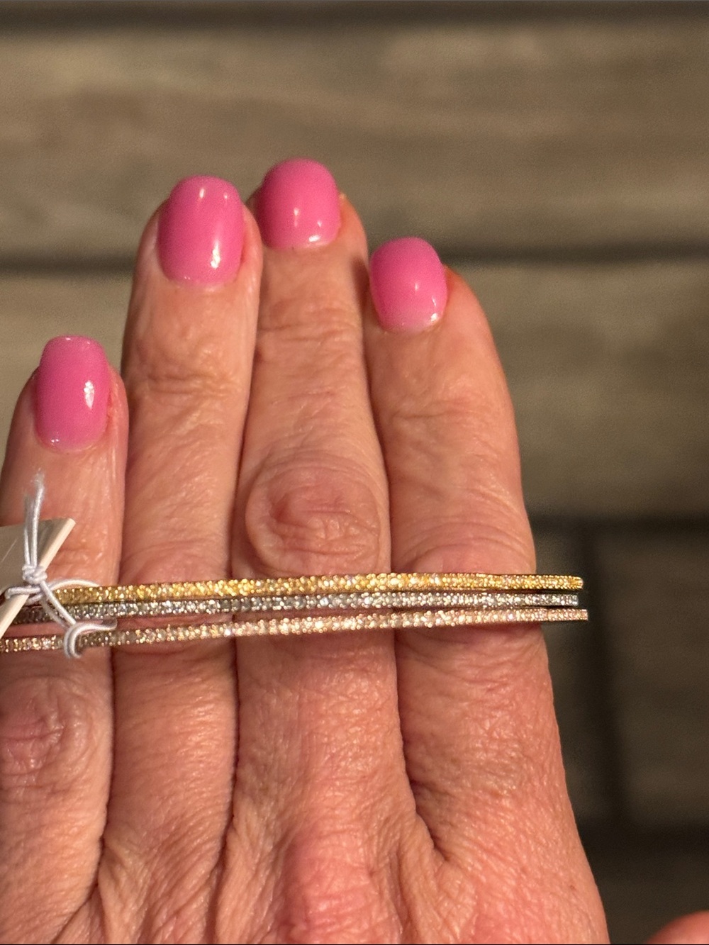 kate spade trio of metallic bangles in rose gold, gold, and silver - Picture 5 of 6